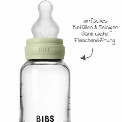 Glas-Flasche Baby Bottle Round 120 ml + Silikon-Trinksauger langsamer Nahrungsfluss - Sage