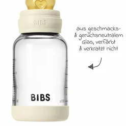 Glas-Flasche Baby Bottle Round 120 ml + Latex-Trinksauger langsamer Nahrungsfluss - Ivory