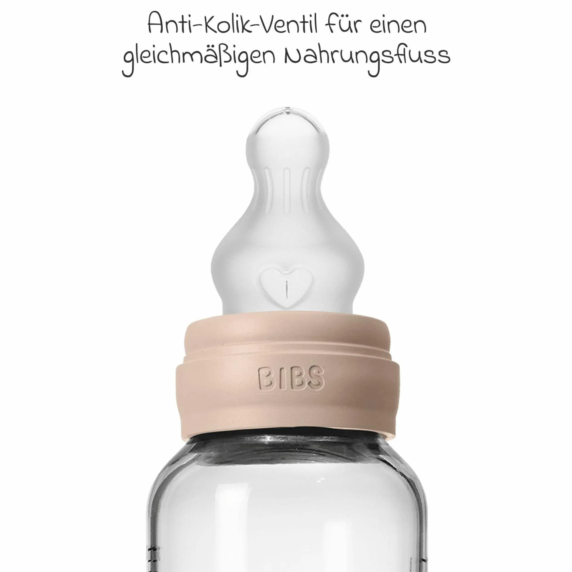 Glas-Flasche Baby Bottle Round 240 ml + Silikon-Trinksauger mittlerer Nahrungsfluss - Blush
