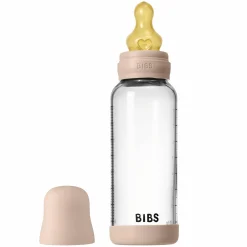 Glas-Flasche Baby Bottle Round 240 ml + Latex-Trinksauger mittlerer Nahrungsfluss - Blush