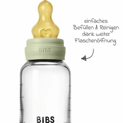 Glas-Flasche Baby Bottle Round 120 ml + Latex-Trinksauger langsamer Nahrungsfluss - Sage