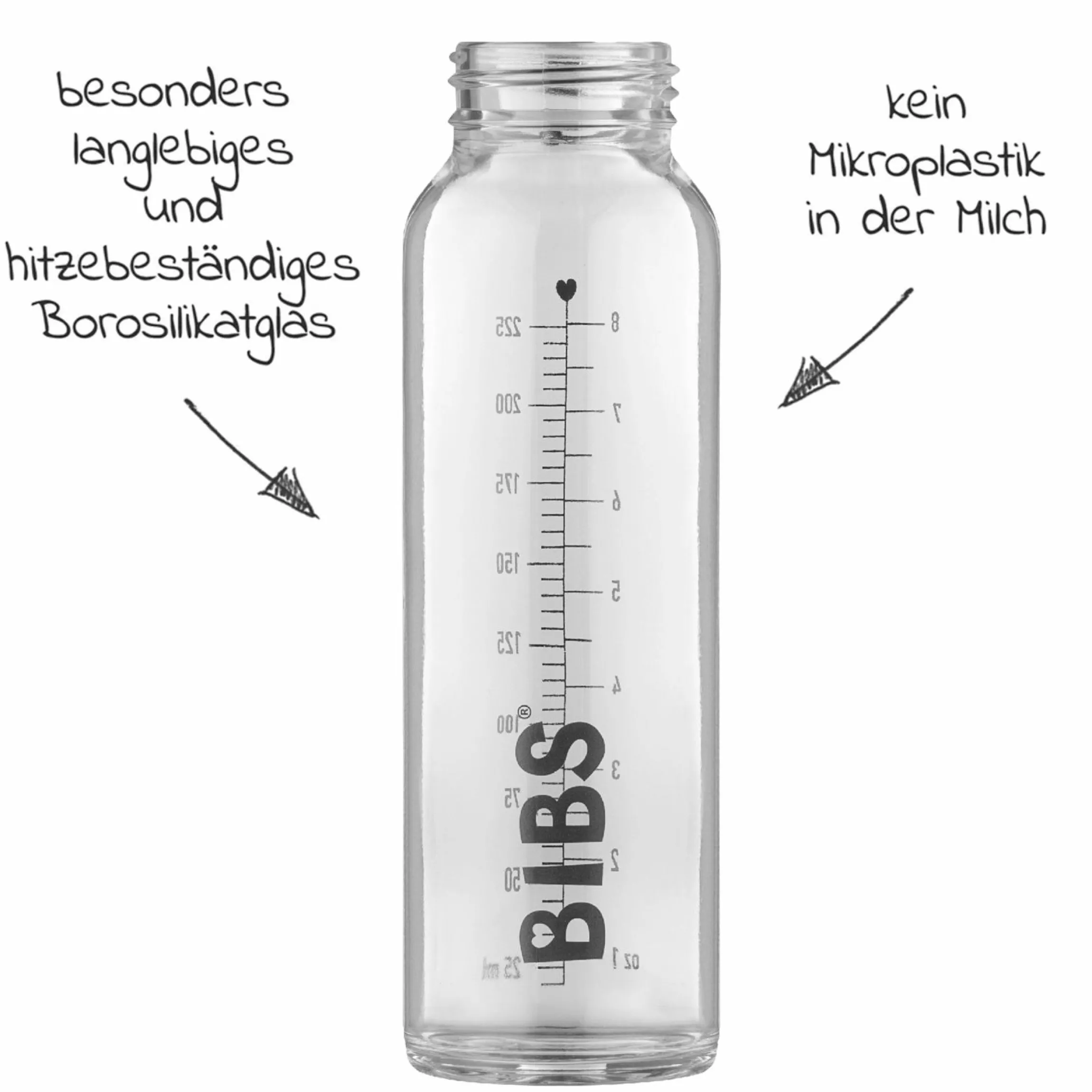 Glas-Flasche 2er Pack Baby Bottle Complete 225 ml + Latex-Trinksauger - Blush