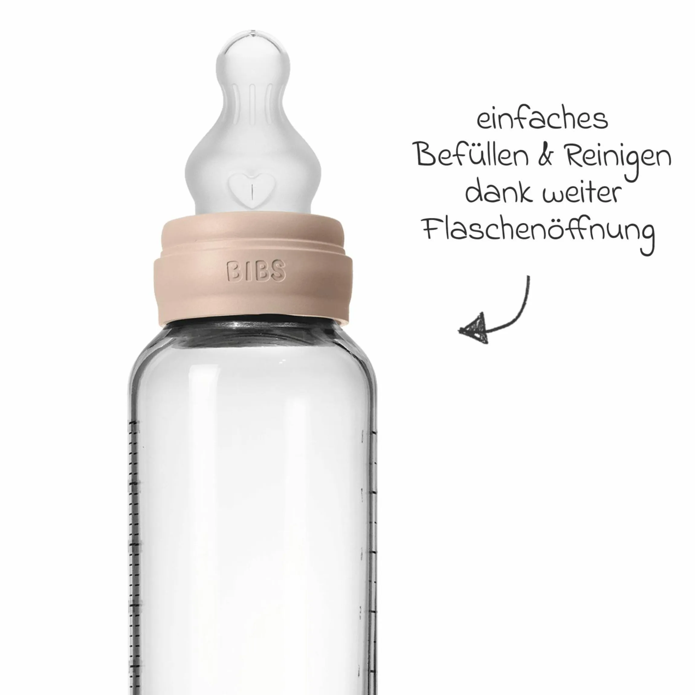 Glas-Flasche 2er Pack Baby Bottle Round 240 ml + Silikon-Trinksauger - Blush