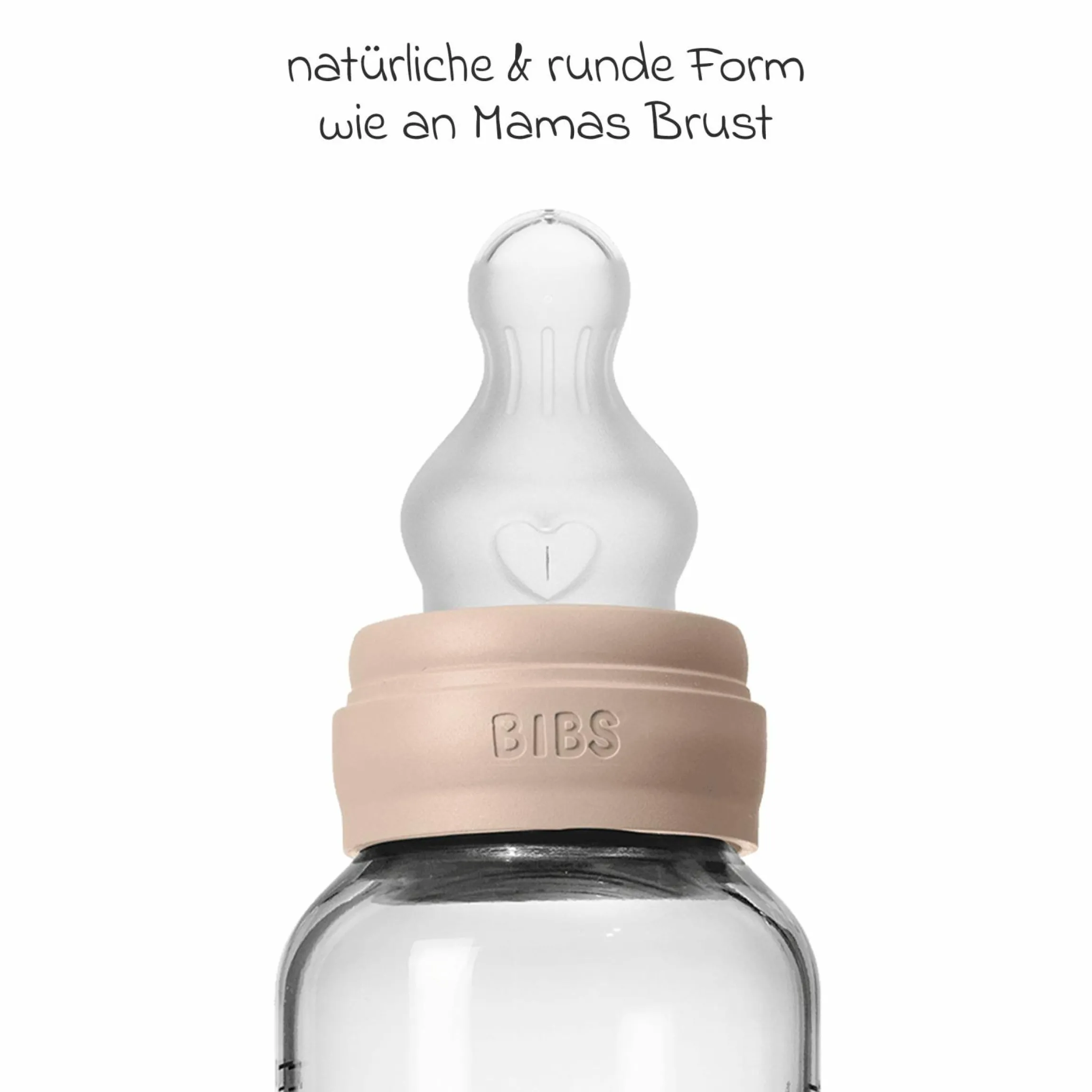 Glas-Flasche 2er Pack Baby Bottle Round 240 ml + Silikon-Trinksauger - Blush