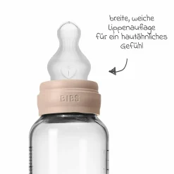 Glas-Flasche 2er Pack Baby Bottle Round 240 ml + Silikon-Trinksauger - Blush