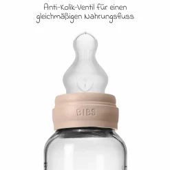 Glas-Flasche 2er Pack Baby Bottle Round 240 ml + Silikon-Trinksauger - Blush