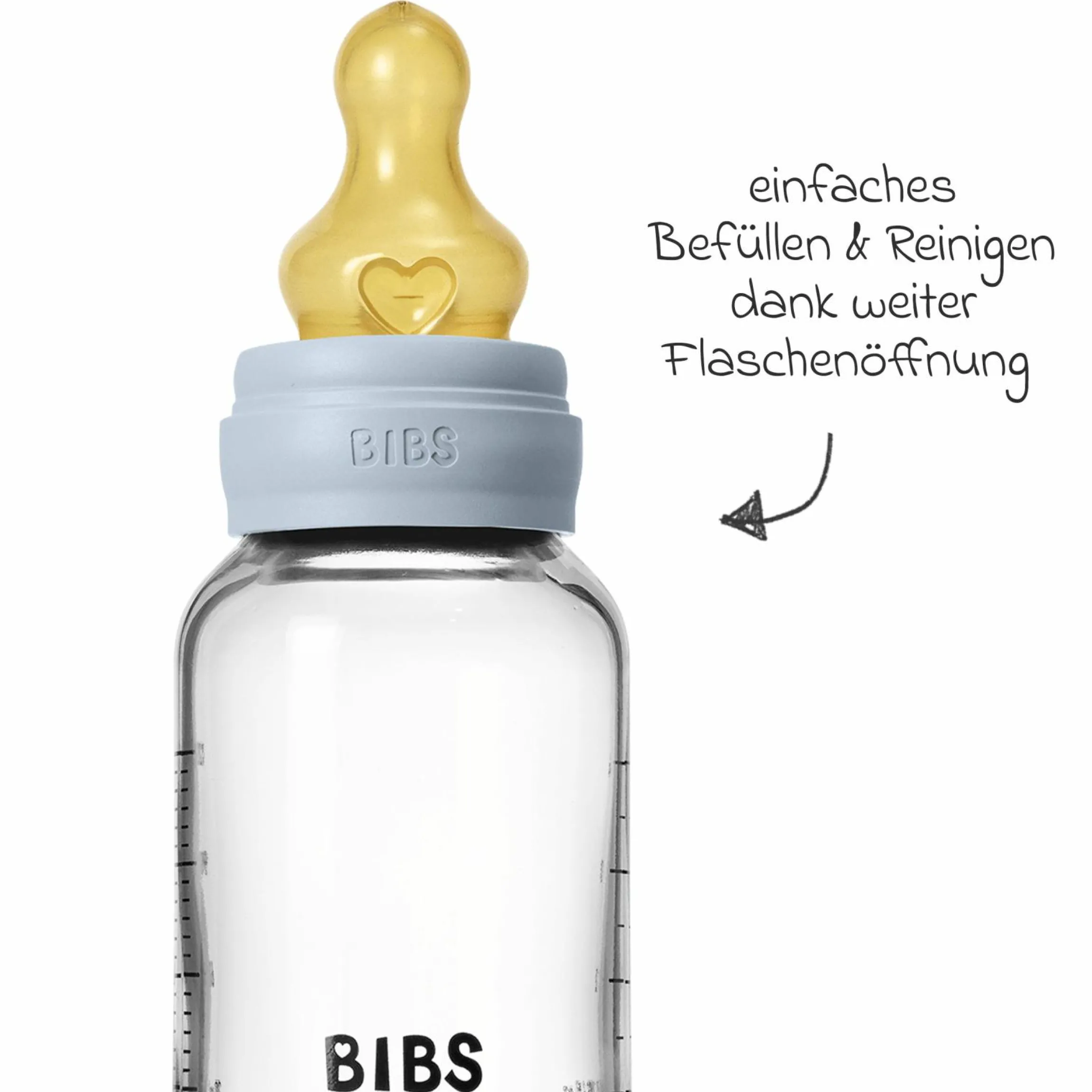 Glas-Flasche 2er Pack Baby Bottle Round 120 ml + Latex-Trinksauger - Baby Blue