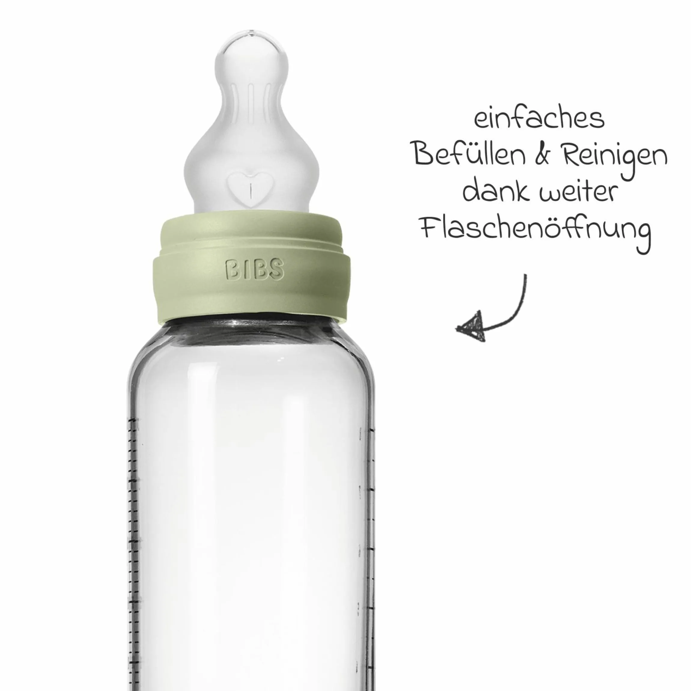Glas-Flasche 2er Pack Baby Bottle Round 240 ml + Silikon-Trinksauger - Sage