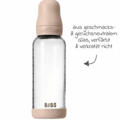 Glas-Flasche 2er Pack Baby Bottle Round 240 ml + Latex-Trinksauger - Blush
