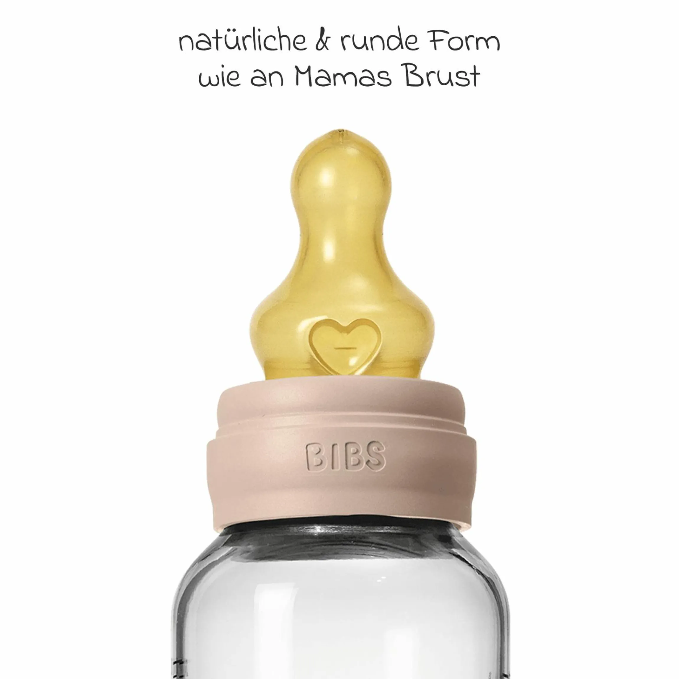 Glas-Flasche 2er Pack Baby Bottle Round 240 ml + Latex-Trinksauger - Blush