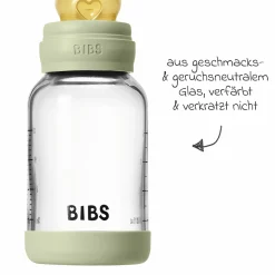 Glas-Flasche 2er Pack Baby Bottle Round 120 ml + Latex-Trinksauger - Sage