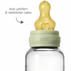 Glas-Flasche 2er Pack Baby Bottle Round 120 ml + Latex-Trinksauger - Sage