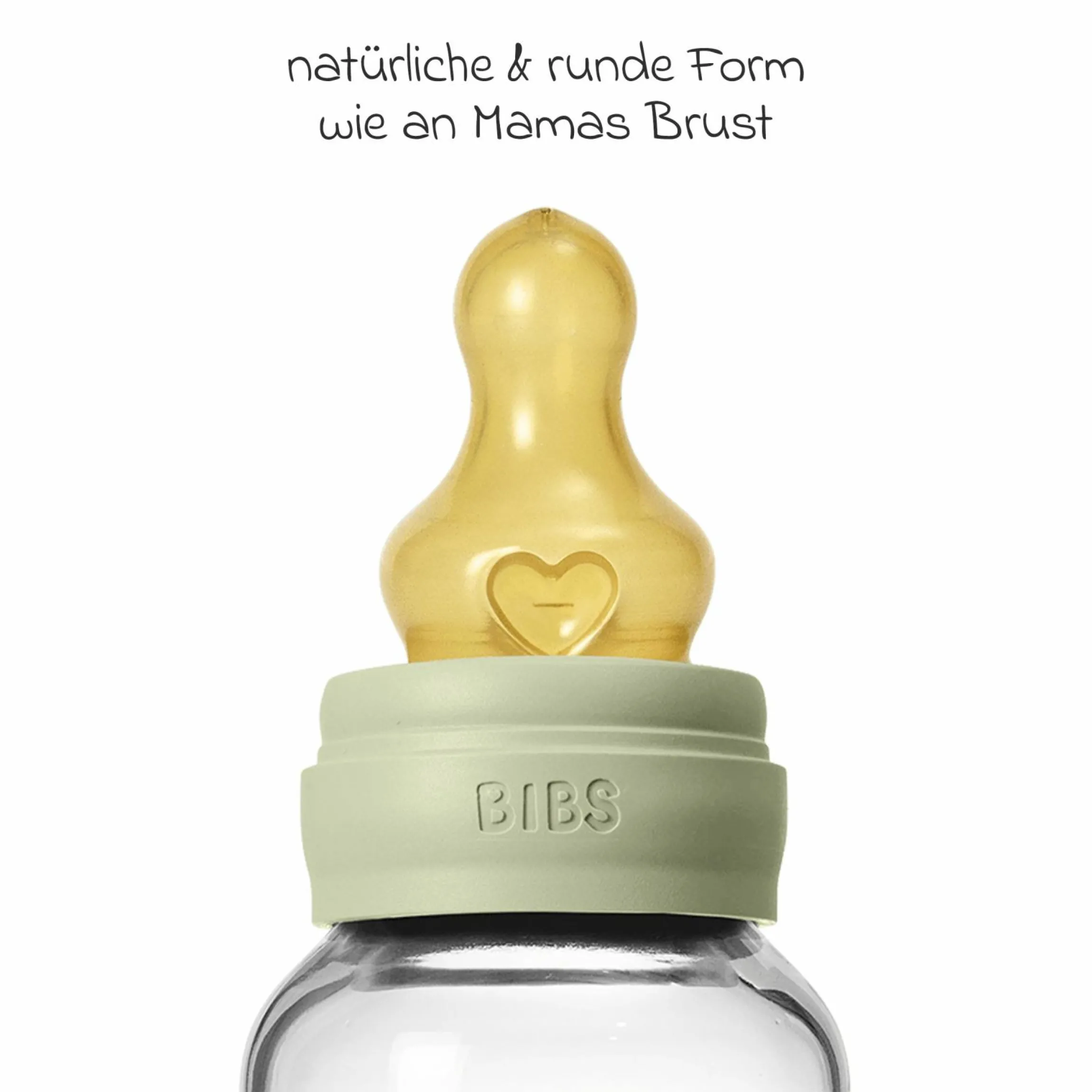 Glas-Flasche 2er Pack Baby Bottle Round 120 ml + Latex-Trinksauger - Sage