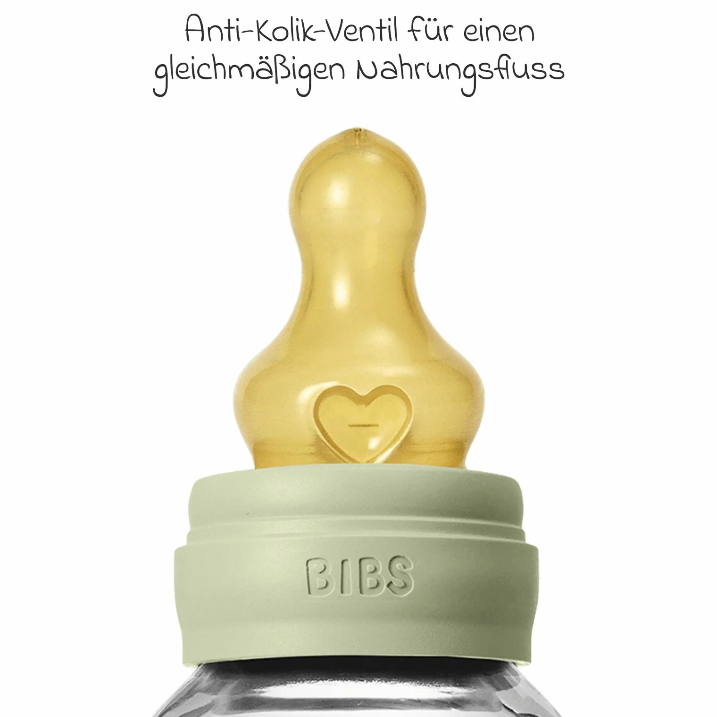 Glas-Flasche 2er Pack Baby Bottle Round 120 ml + Latex-Trinksauger - Sage