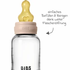 Glas-Flasche 2er Pack Baby Bottle Round 120 ml + Latex-Trinksauger - Blush