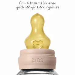 Glas-Flasche 2er Pack Baby Bottle Round 120 ml + Latex-Trinksauger - Blush
