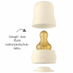 Glas-Flasche 2er Pack Baby Bottle Complete 110 ml + Latex-Trinksauger - Ivory