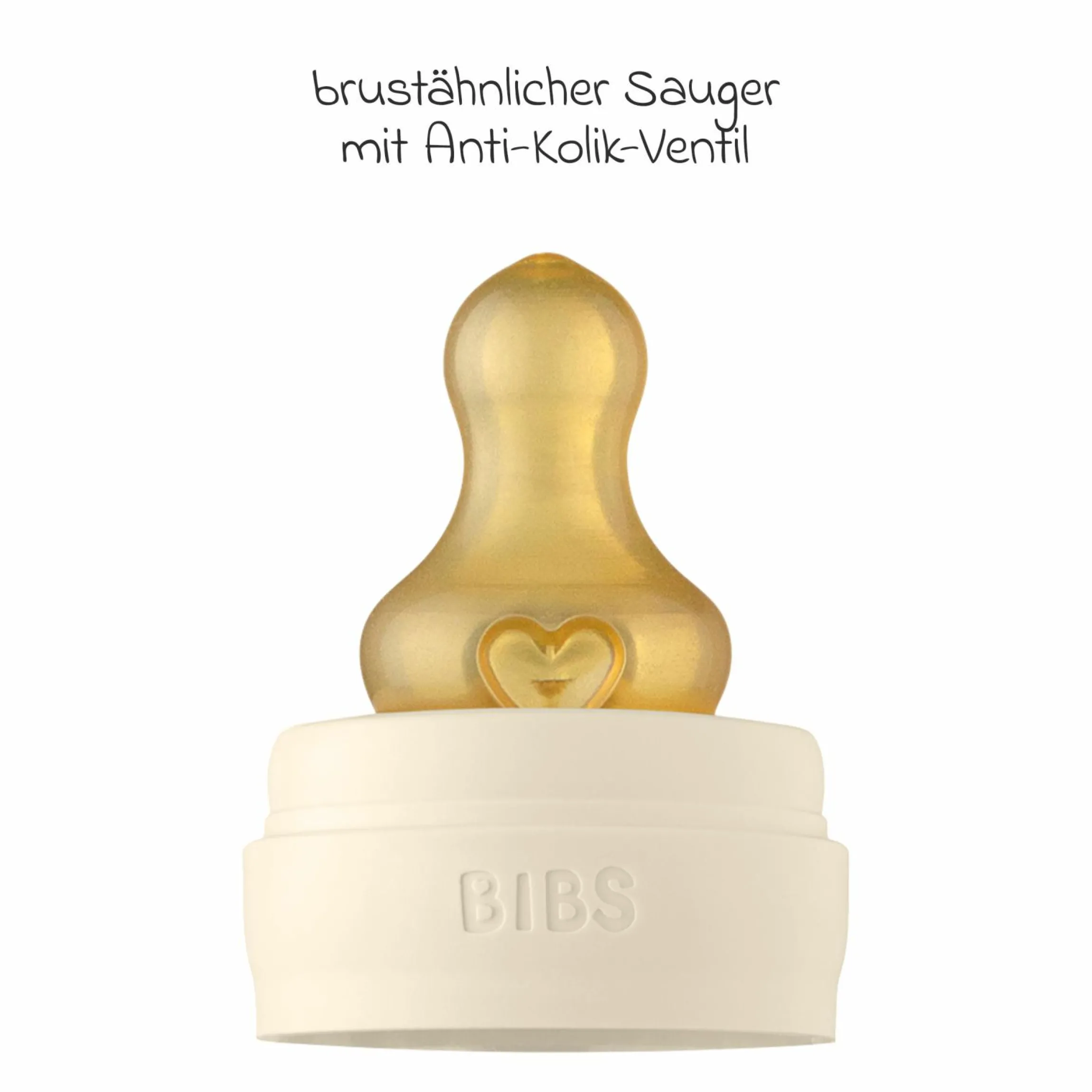Glas-Flasche 2er Pack Baby Bottle Complete 110 ml + Latex-Trinksauger - Ivory