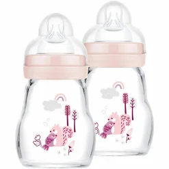 Glas-Flasche 2er Pack Feel Good 170 ml - Silikon Gr. 1 - Vogel & Eichhörnchen