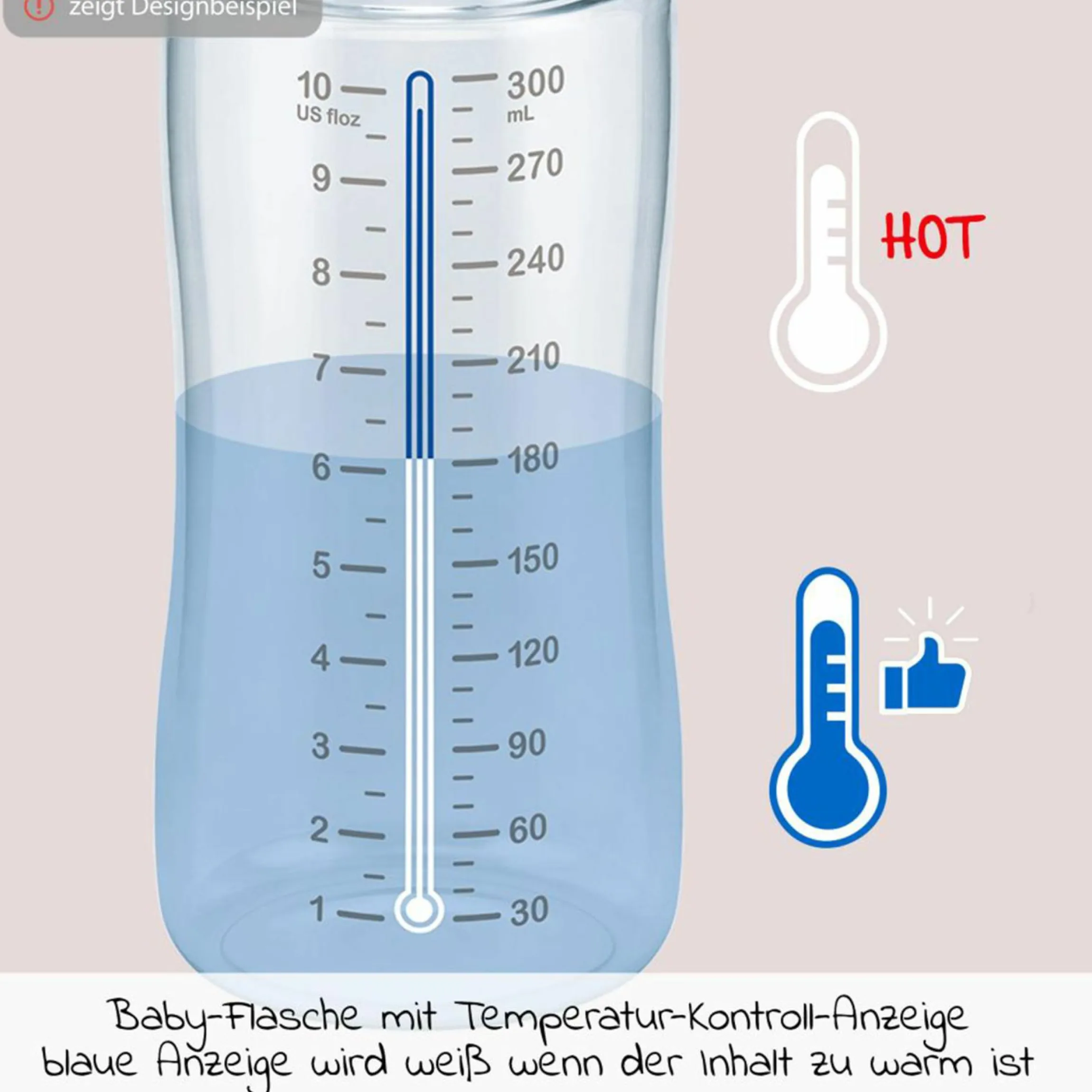Glas-Flasche 3er Pack First Choice Plus 240 ml + Silikon-Sauger Gr. 1 M - Temperature Control + GRATIS Flaschenbürste - Sterne