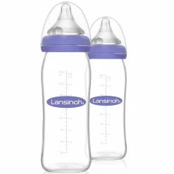 Glas-Flasche 2er Pack 240ml mit NaturalWave® Trinksauger Gr. M