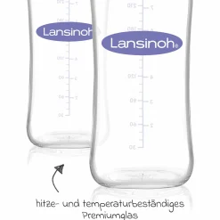 Glas-Flasche 2er Pack 240ml mit NaturalWave® Trinksauger Gr. M