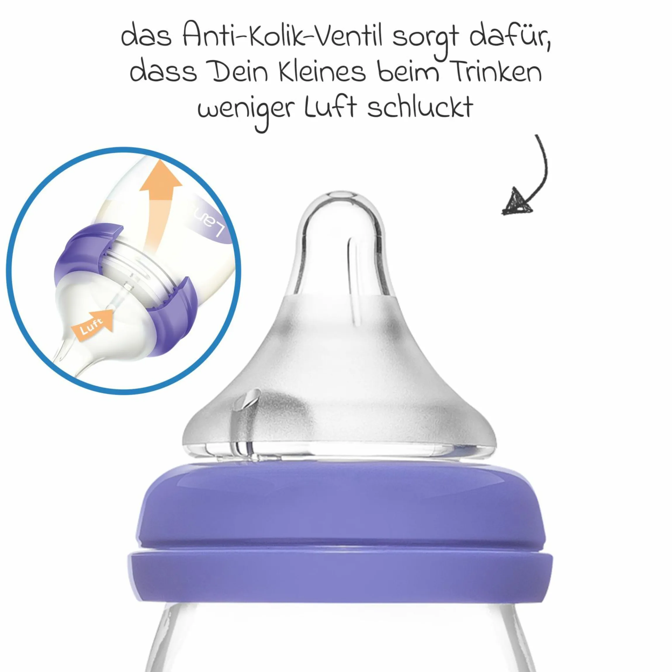 Glas-Flasche 2er Pack 240ml mit NaturalWave® Trinksauger Gr. M