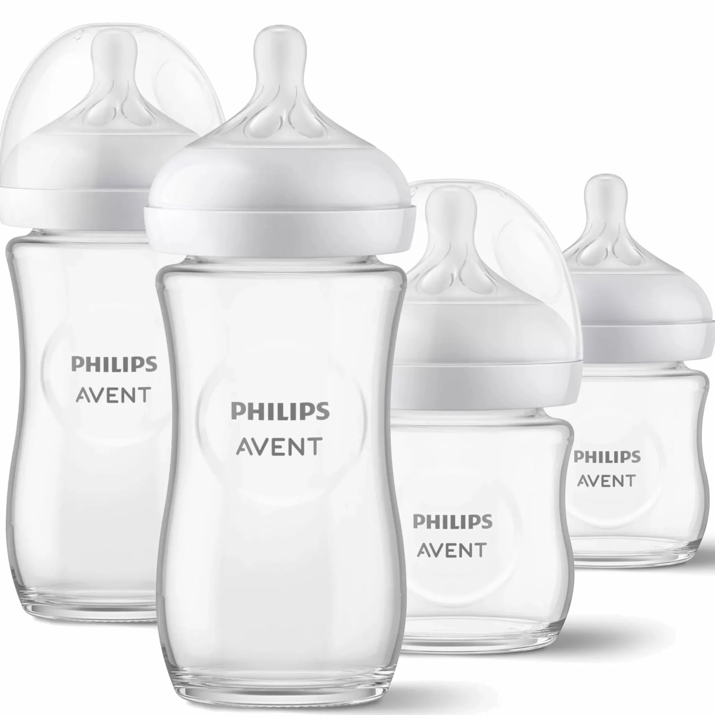 Glas-Flasche 4er Pack Natural Response 120ml & 240ml + Silikon-Sauger