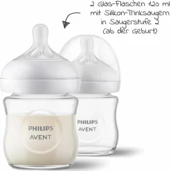 Glas-Flasche 4er Pack Natural Response 120ml & 240ml + Silikon-Sauger
