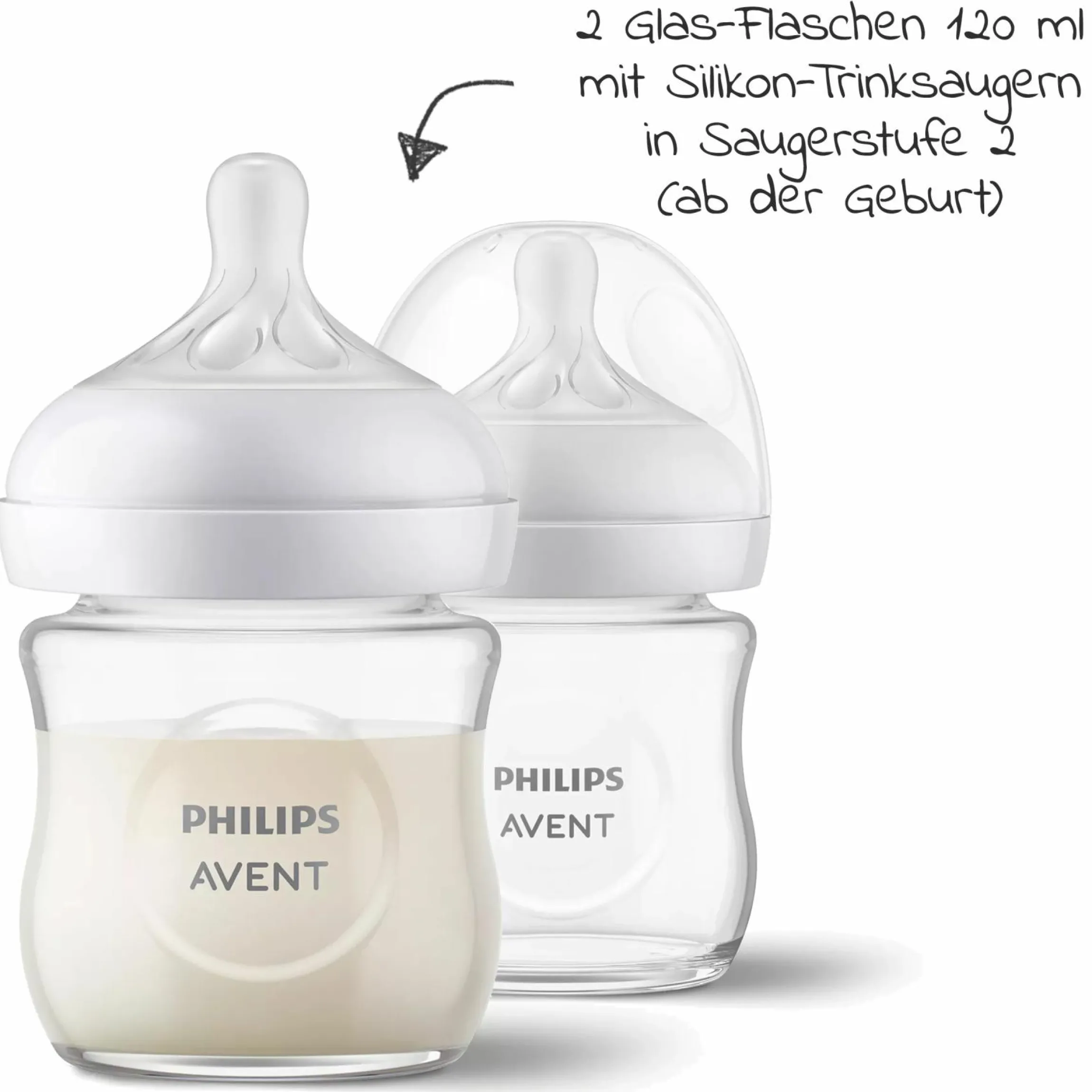 Glas-Flasche 4er Pack Natural Response 120ml & 240ml + Silikon-Sauger