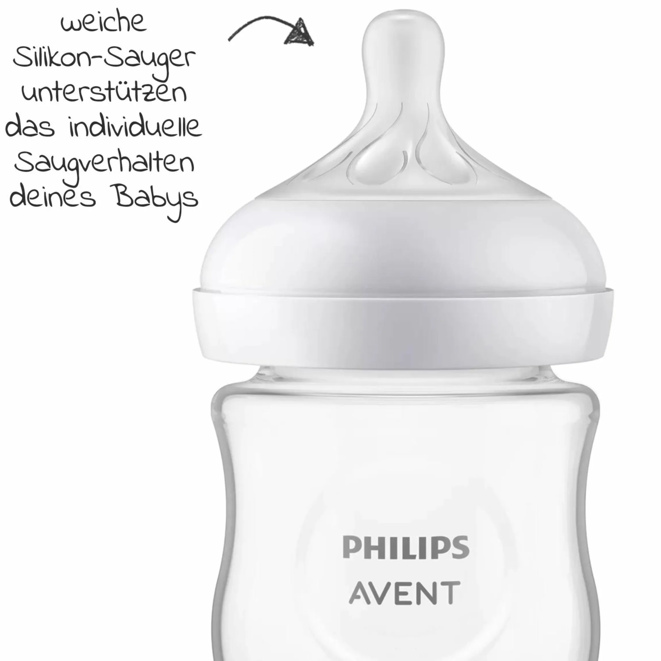 Glas-Flasche 2er Pack Natural Response 120ml + Silikon-Sauger 0M+