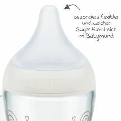 Glas-Flasche 2er Pack Perfect Match 120 ml + Silikon Sauger Gr. S - Regenbogen - Weiß