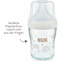 Glas-Flasche 2er Pack Perfect Match 120 ml + Silikon Sauger Gr. S - Regenbogen - Weiß