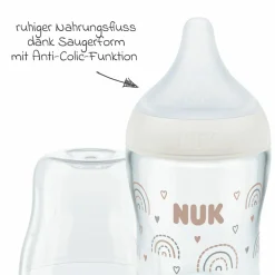 Glas-Flasche 3er Pack Perfect Match 120 ml + Silikon Sauger Gr. S - Regenbogen - Weiß