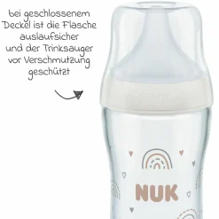 Glas-Flasche 2er Pack Perfect Match 230 ml + Silikon Sauger Gr. M - Regenbogen - Weiß