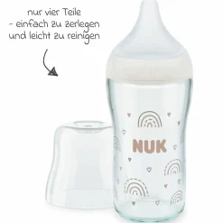 Glas-Flasche 2er Pack Perfect Match 230 ml + Silikon Sauger Gr. M - Regenbogen - Weiß