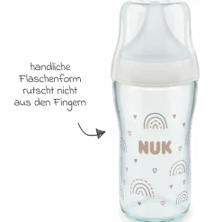 Glas-Flasche 3er Pack Perfect Match 230 ml + Silikon Sauger Gr. M - Regenbogen - Weiß