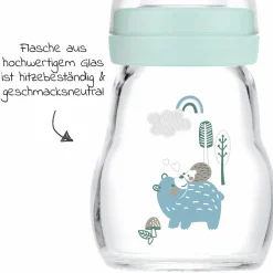 Glas-Flasche Feel Good 170 ml - Silikon Gr. 1 - Bär & Igel