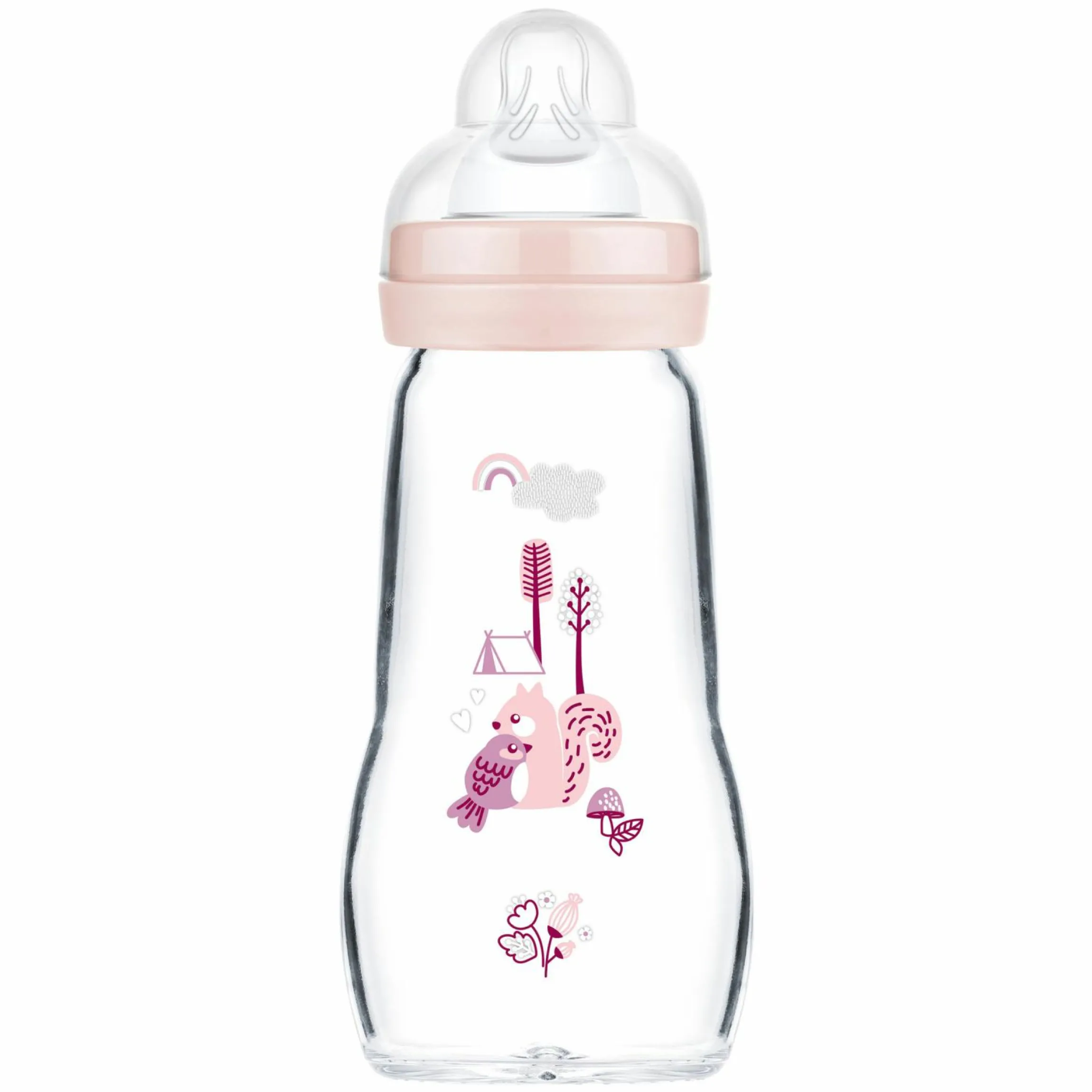 Glas-Flasche Feel Good 260 ml - Silikon Gr. 1 - Vogel & Eichhörnchen