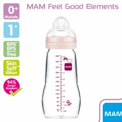 Glas-Flasche Feel Good 260 ml - Silikon Gr. 1 - Vogel & Eichhörnchen