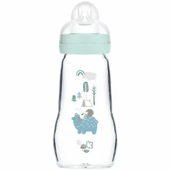 Glas-Flasche Feel Good 260 ml - Silikon Gr. 1 - Bär & Igel