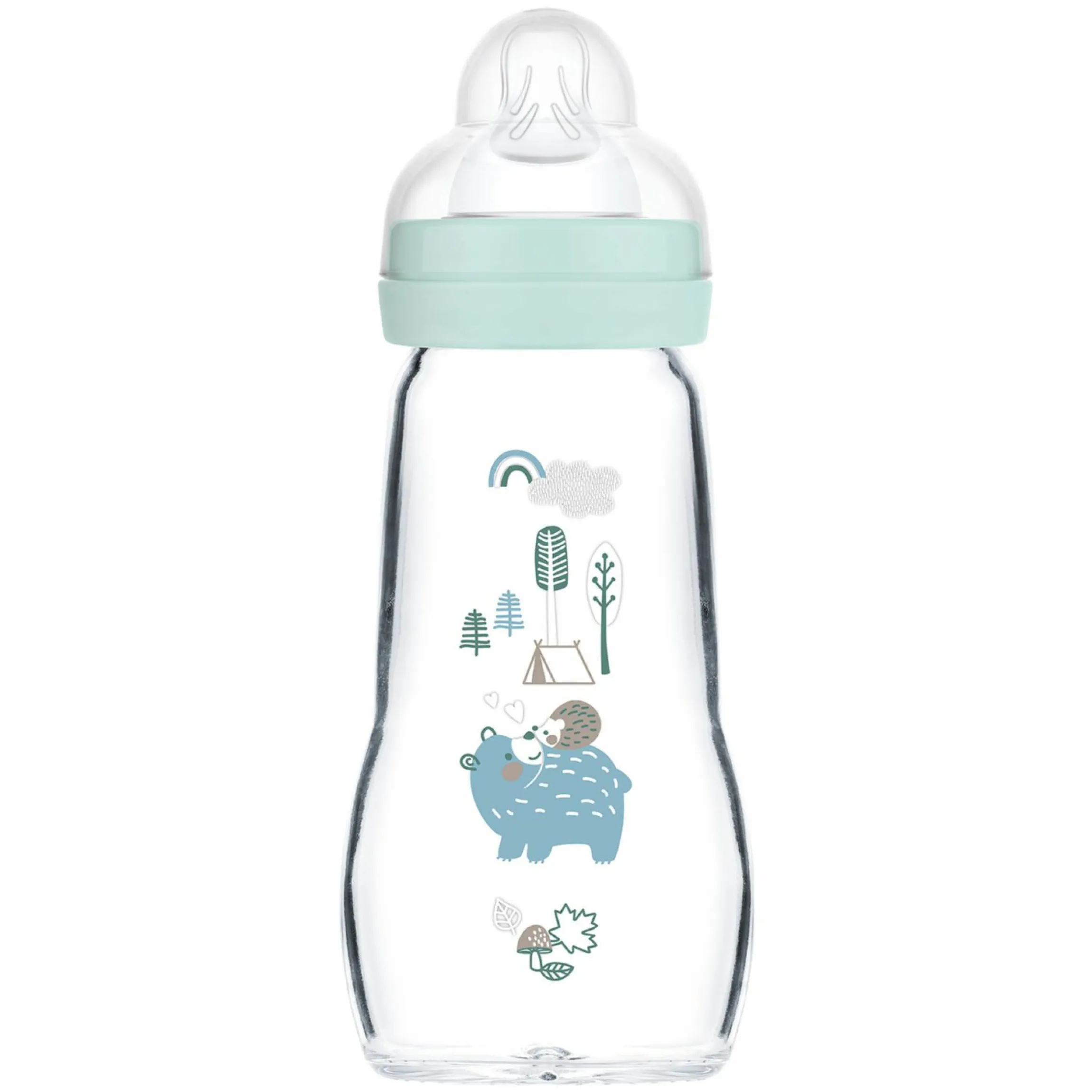 Glas-Flasche Feel Good 260 ml - Silikon Gr. 1 - Bär & Igel