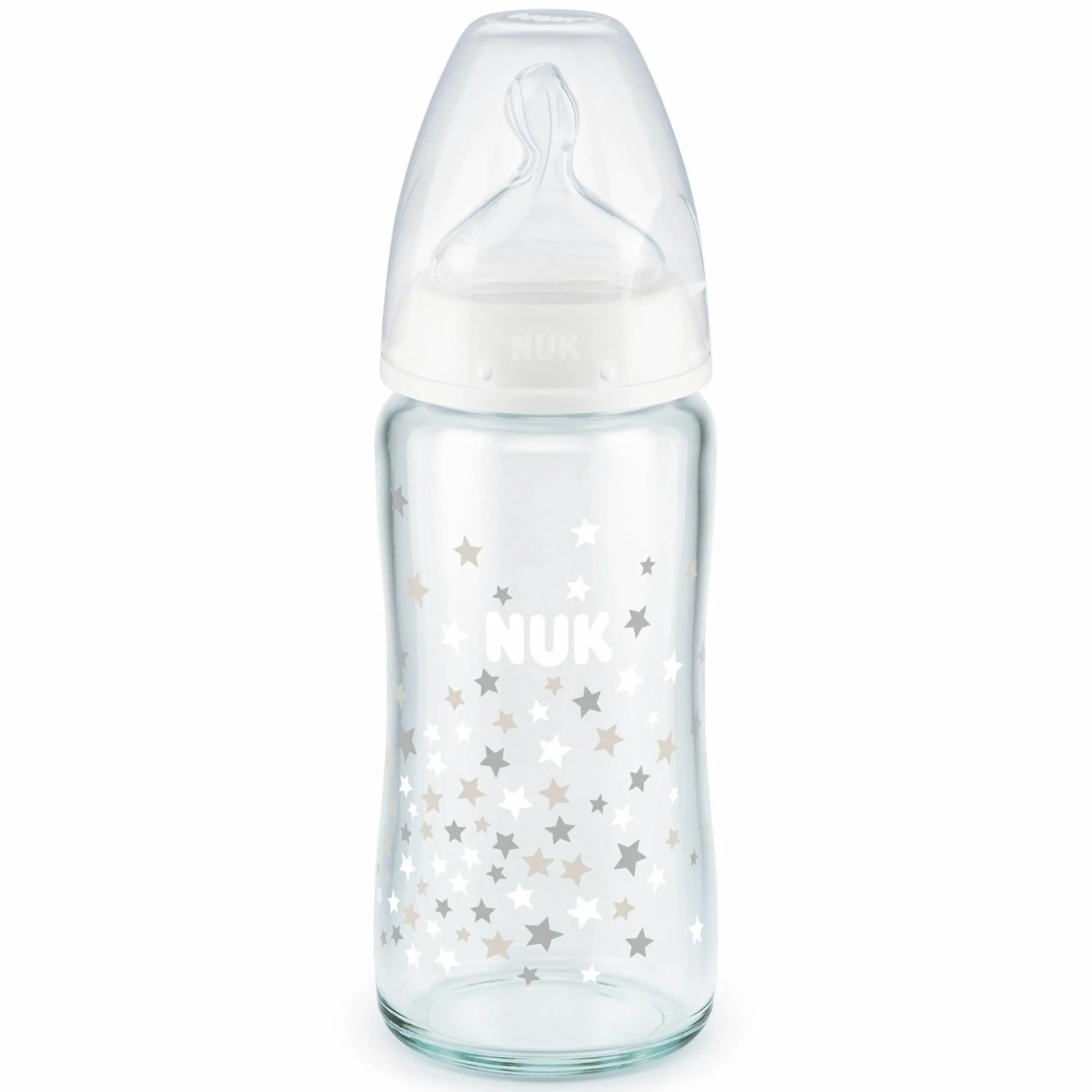 Glas-Flasche First Choice Plus Temperature Control 240 ml + Silikon-Sauger Gr. 1 M - Weiß