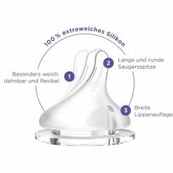 Glas-Flasche 240ml mit NaturalWave® Trinksauger Gr. M