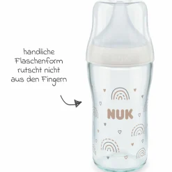 Glas-Flasche Perfect Match 230 ml + Silikon-Sauger Gr. M - Regenbogen - Weiß