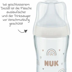 Glas-Flasche Perfect Match 230 ml + Silikon-Sauger Gr. M - Regenbogen - Weiß