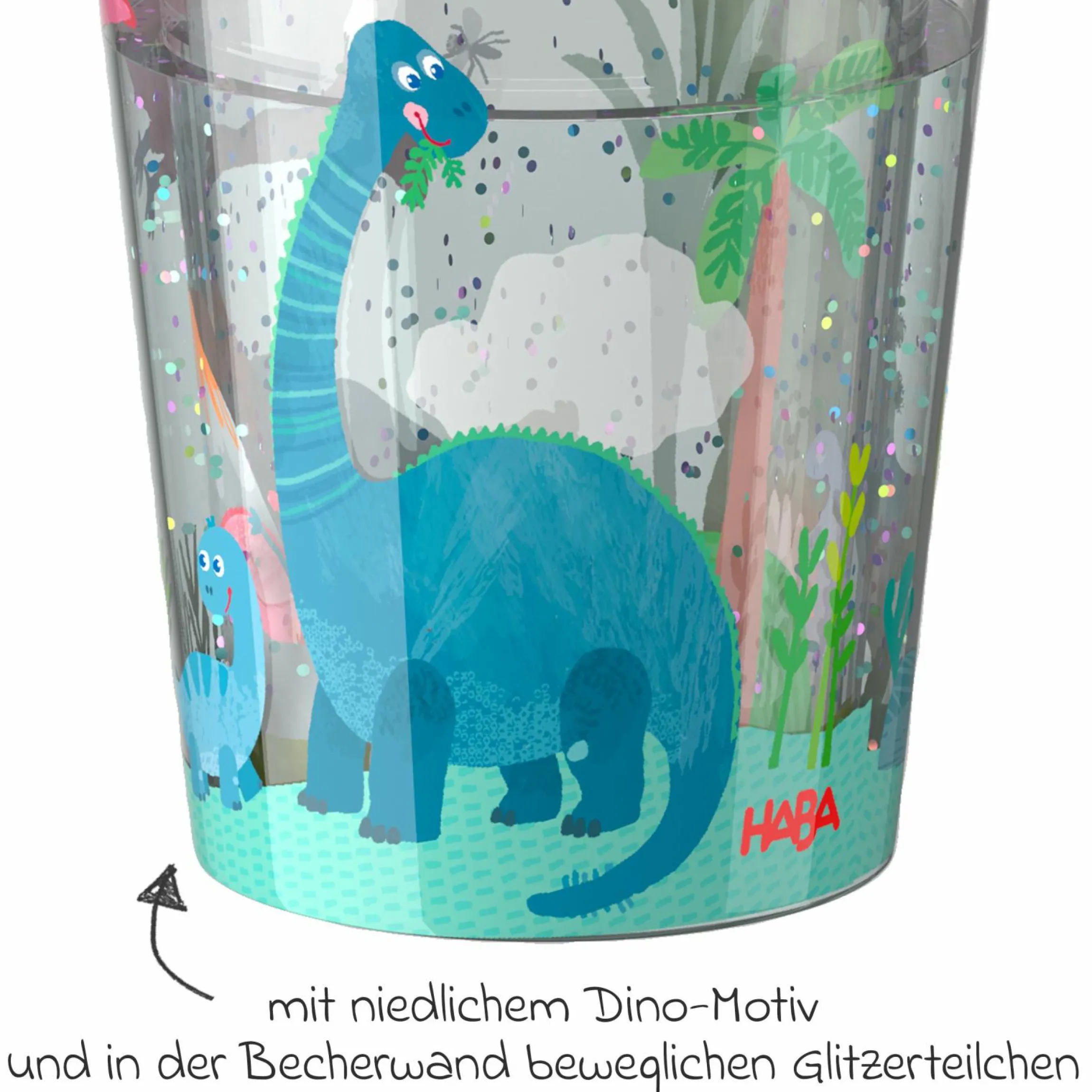 Glitzerbecher 150 ml - Dino