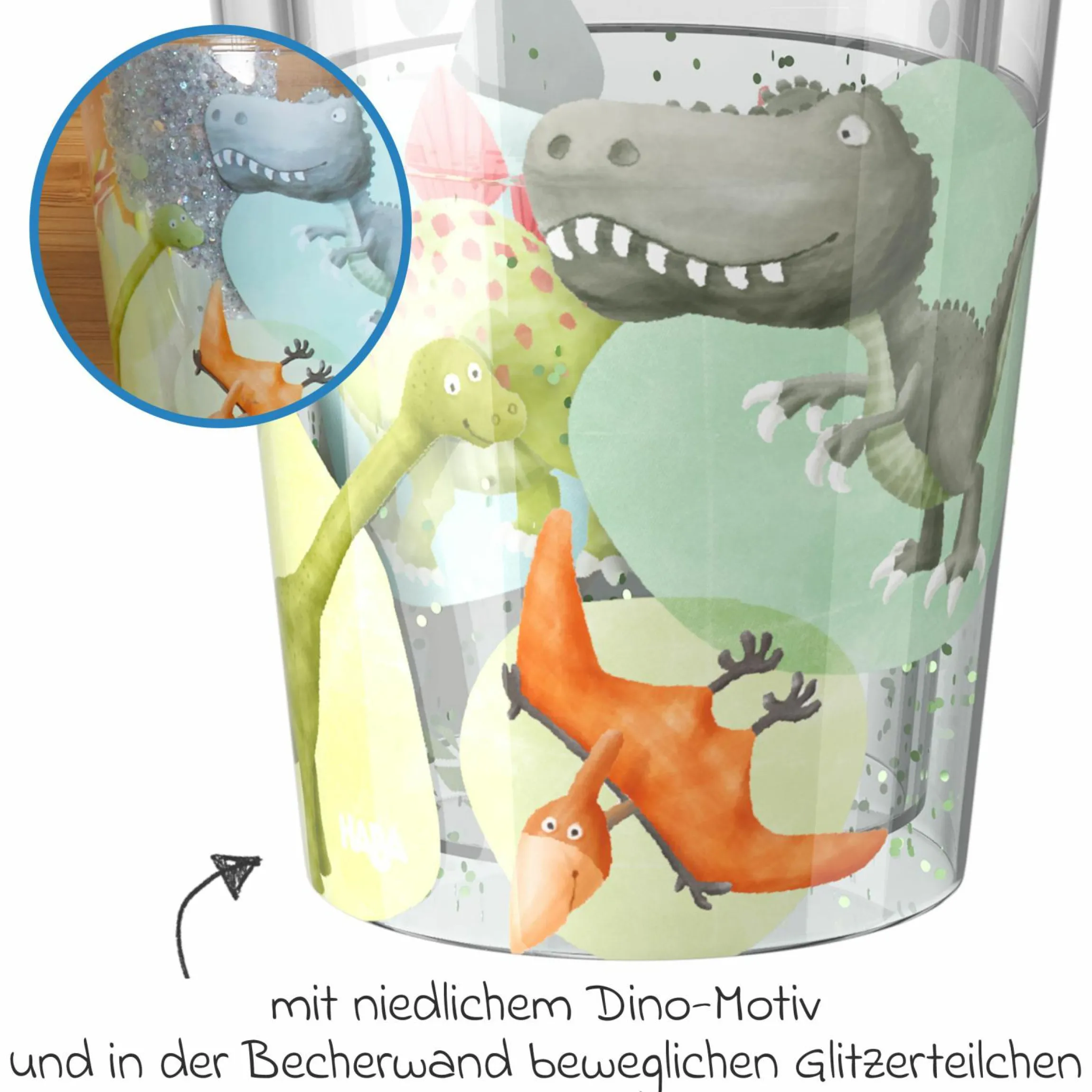 Glitzerbecher 150 ml - Dinos