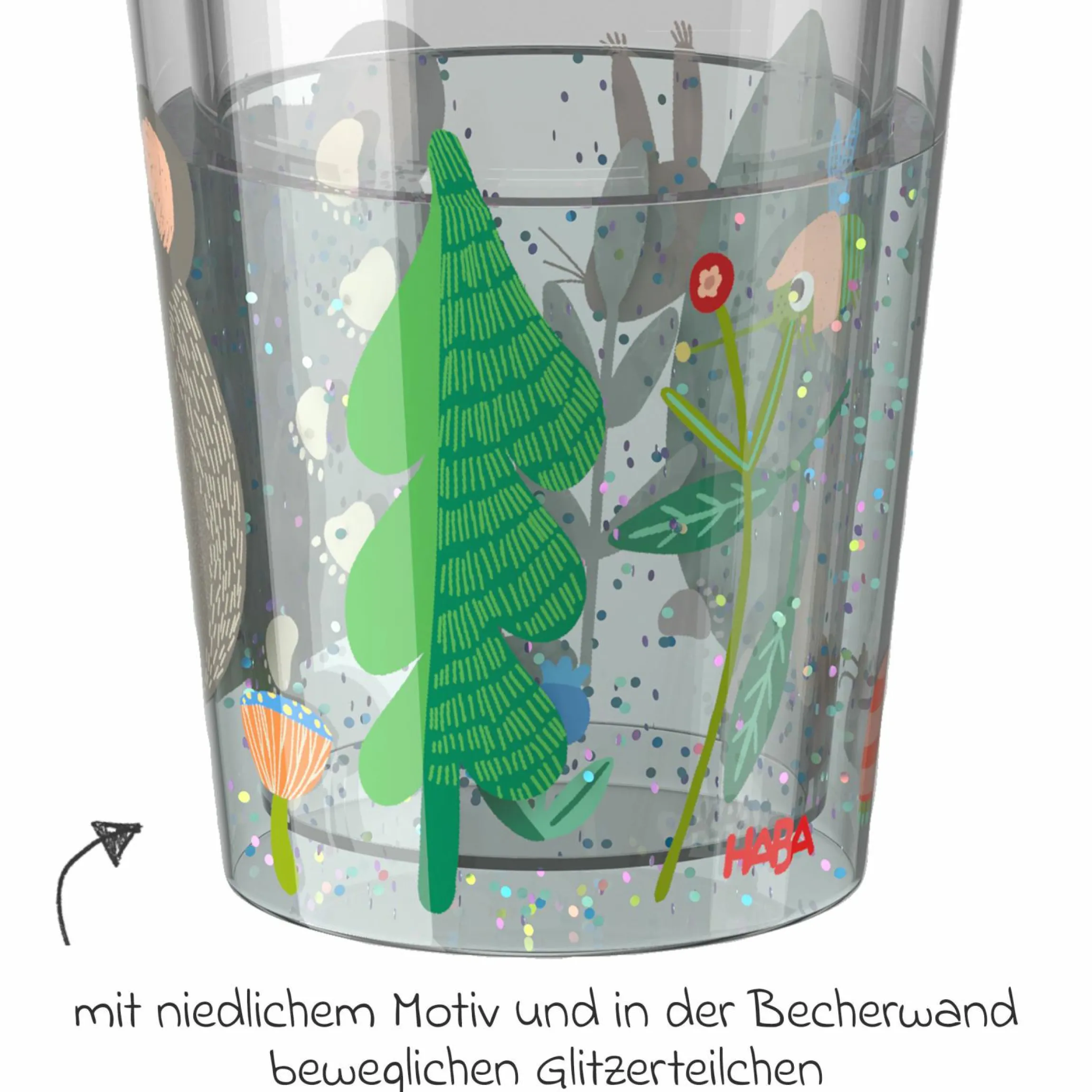 Glitzerbecher 150 ml - Wald