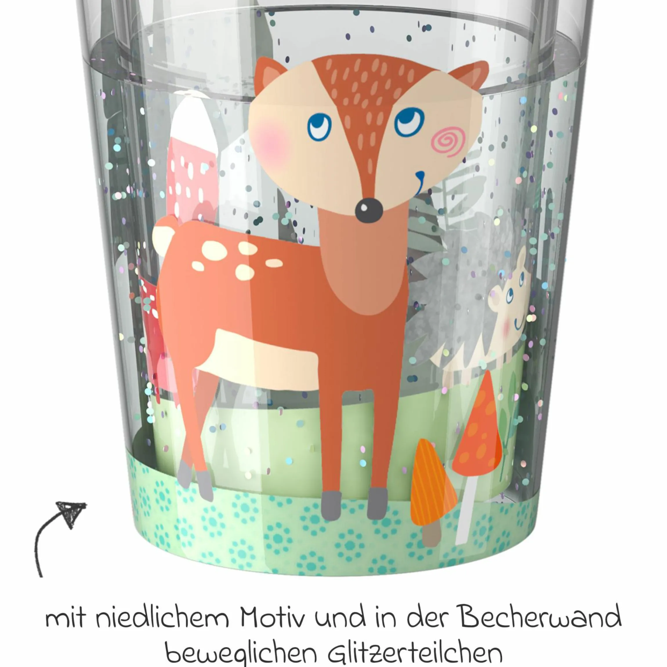 Glitzerbecher 150 ml - Waldtiere